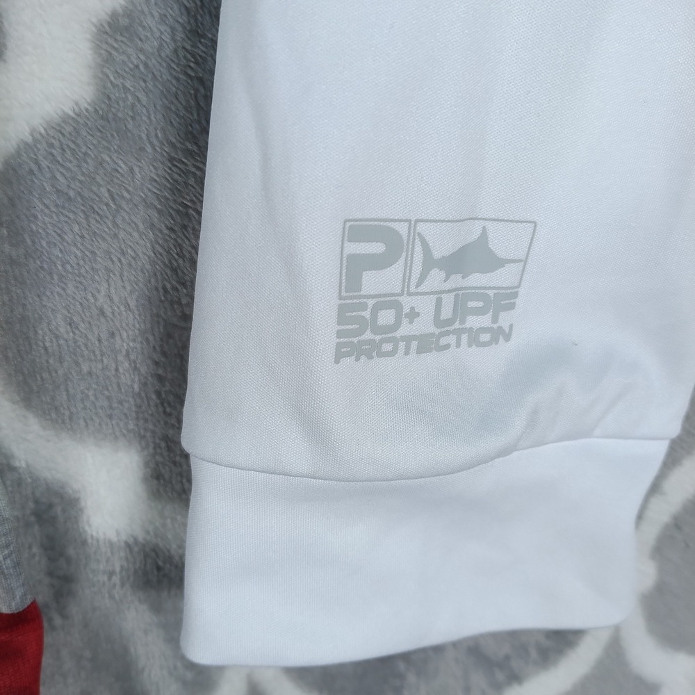 Pelagic VaporTek Fishing Shirt Men L White American Flag UPF 50 Long Sleeve - Picture 9 of 10